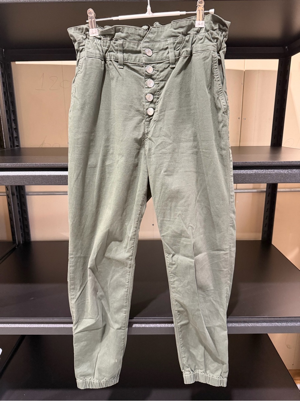 Veronica Beard Olive Green Paperbag Waist Cropped Pants